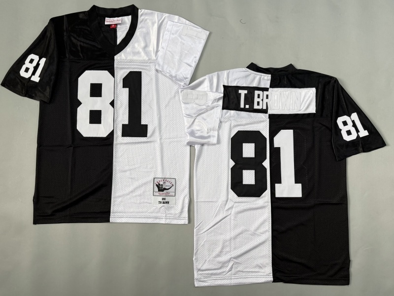 Men 2025 Nike Oakland Raiders #81 T.Brown black  white Throwback Limited NFL Jersey style 001